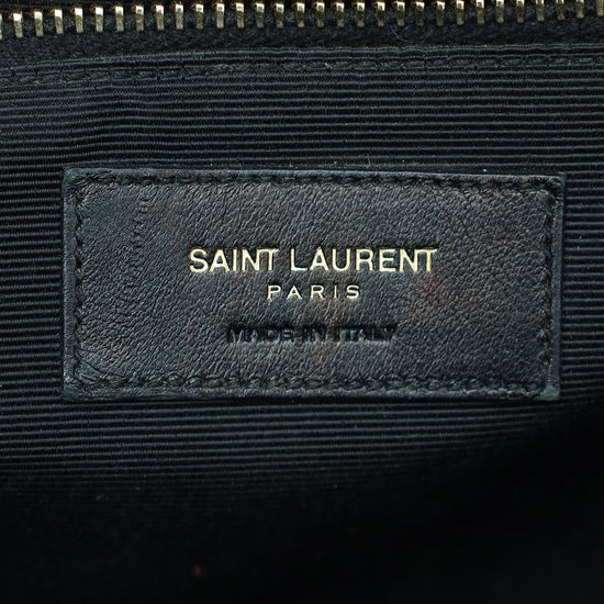 YSL Dark Green Monogram Chevron Satchel Large Bag