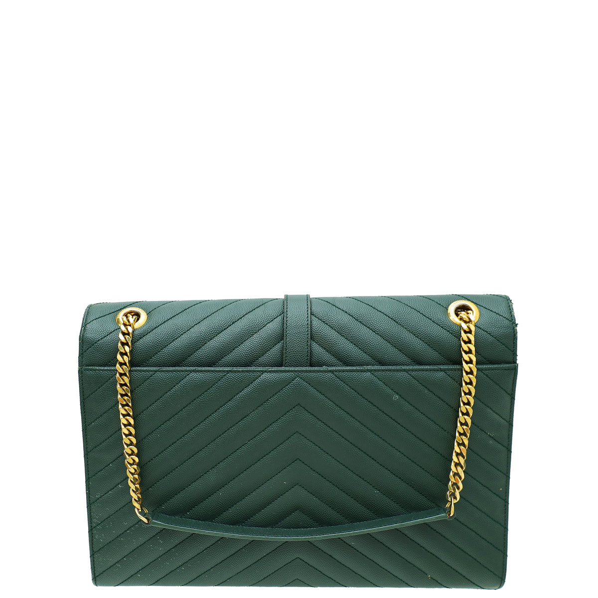 YSL Dark Green Monogram Chevron Satchel Large Bag-YSL-THE CLOSET