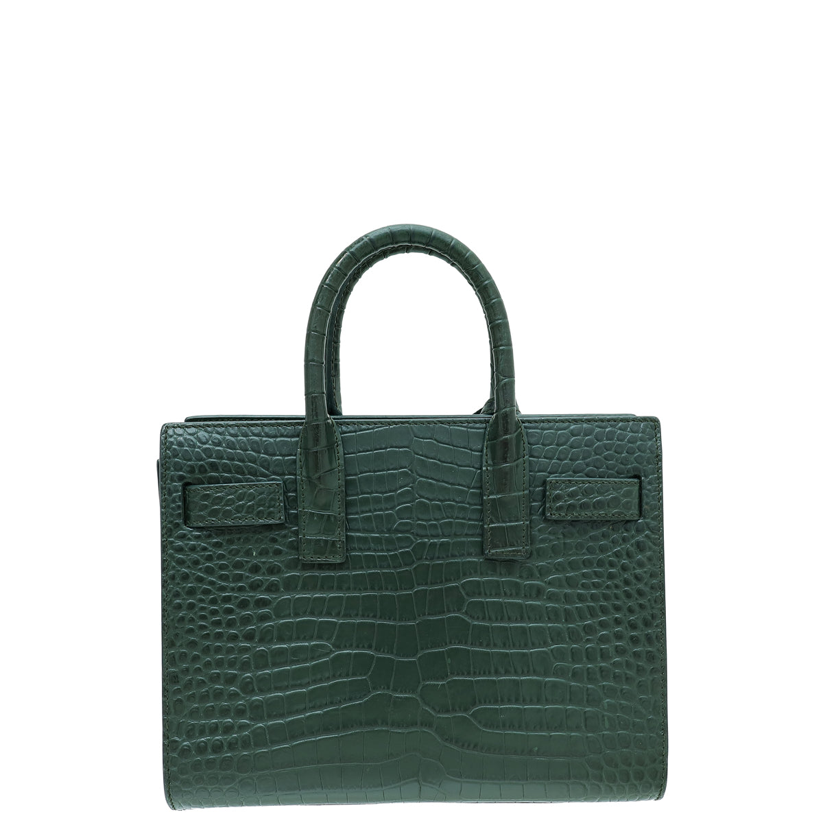 YSL Dark Green Croco Embossed Sac De Jour Nano Bag-YSL-THE CLOSET