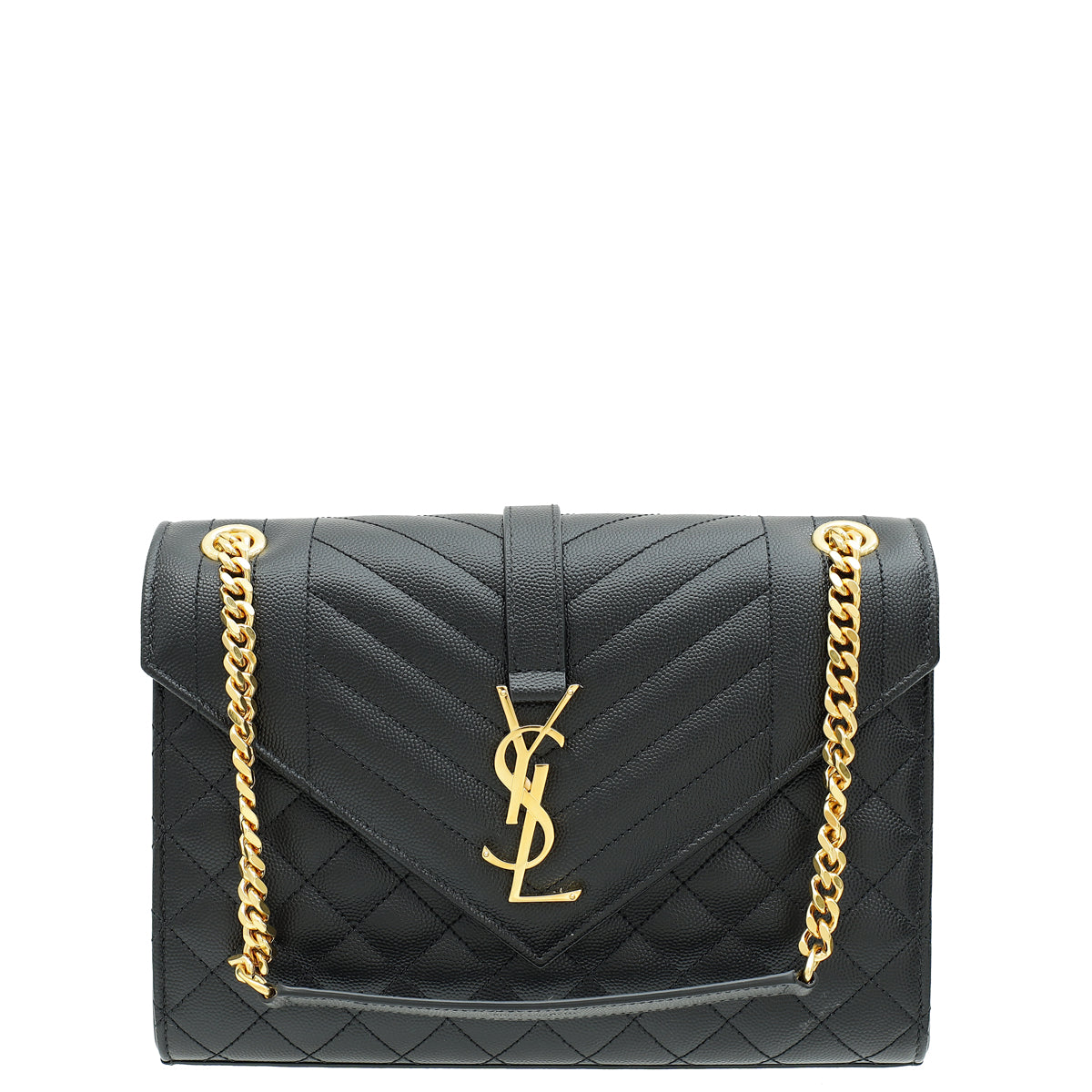 YSL Black Mix Quilted Envelope Medium Shoulder Bag-YSL-THE CLOSET