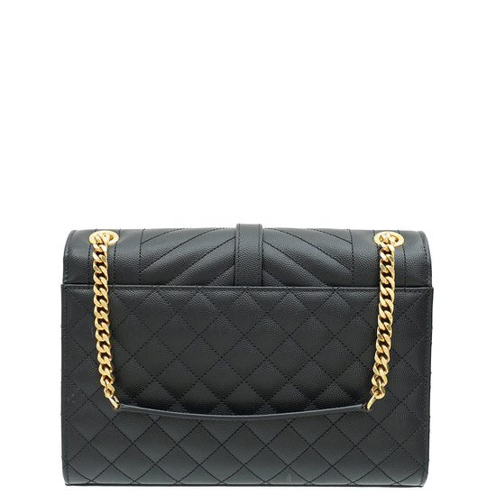 YSL Black Mix Quilted Envelope Medium Shoulder Bag-YSL-THE CLOSET