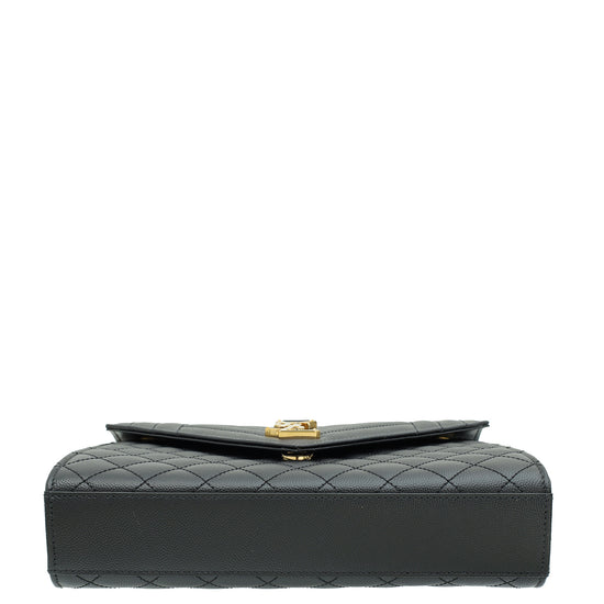 YSL Black Mix Quilted Envelope Medium Shoulder Bag-YSL-THE CLOSET
