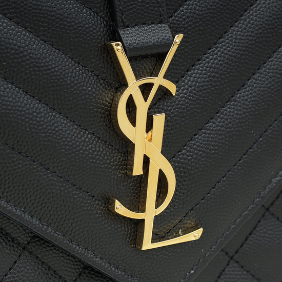 YSL Black Mix Quilted Envelope Medium Shoulder Bag-YSL-THE CLOSET