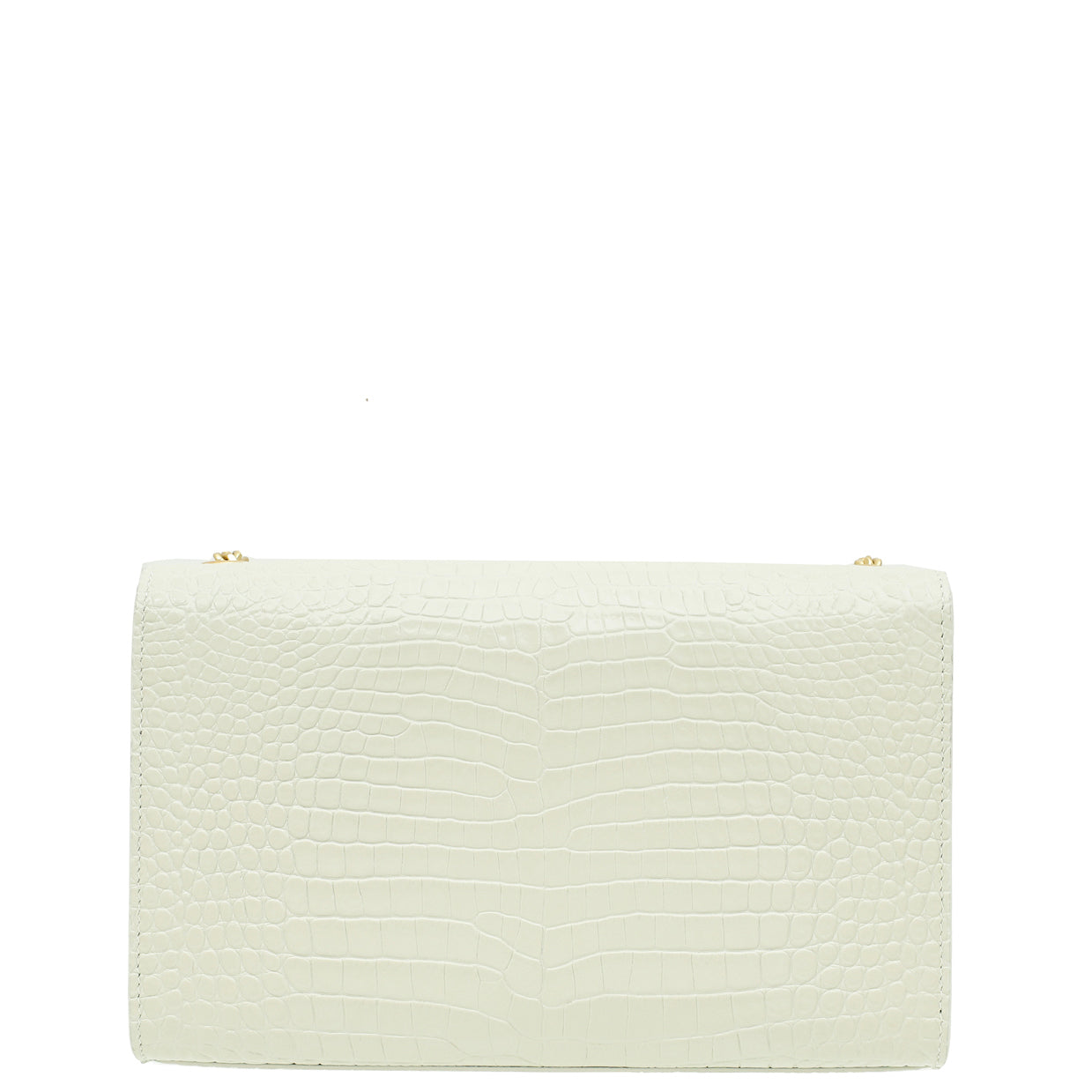 YSL Blanc Vintage Croco Embossed Kate Tassel Medium Bag