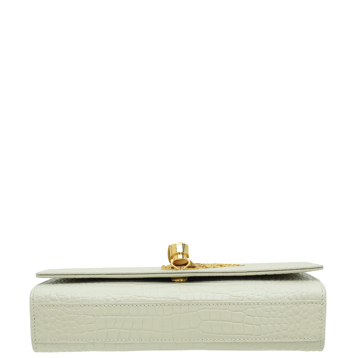 YSL Blanc Vintage Croco Embossed Kate Tassel Medium Bag-YSL-THE CLOSET