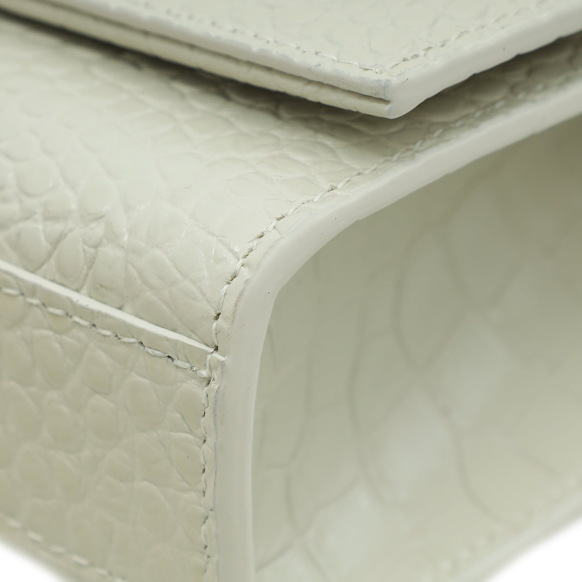 YSL Blanc Vintage Croco Embossed Kate Tassel Medium Bag-YSL-THE CLOSET