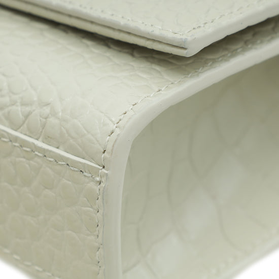 YSL Blanc Vintage Croco Embossed Kate Tassel Medium Bag-YSL-THE CLOSET