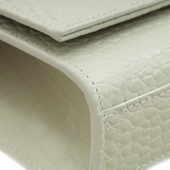 YSL Blanc Vintage Croco Embossed Kate Tassel Medium Bag-YSL-THE CLOSET