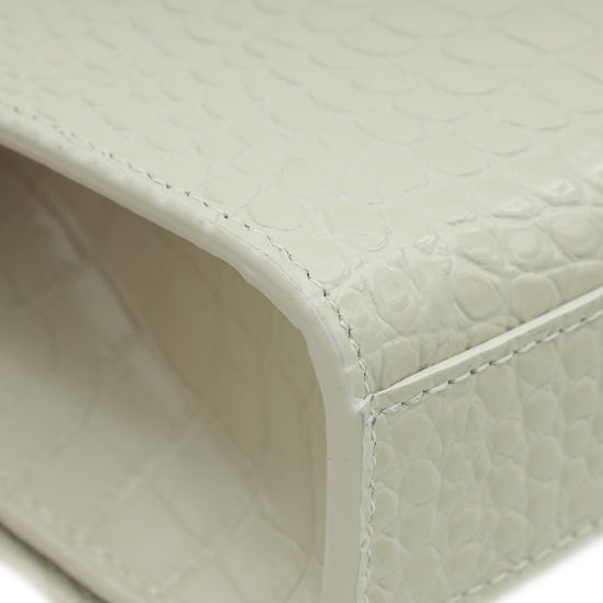 YSL Blanc Vintage Croco Embossed Kate Tassel Medium Bag-YSL-THE CLOSET