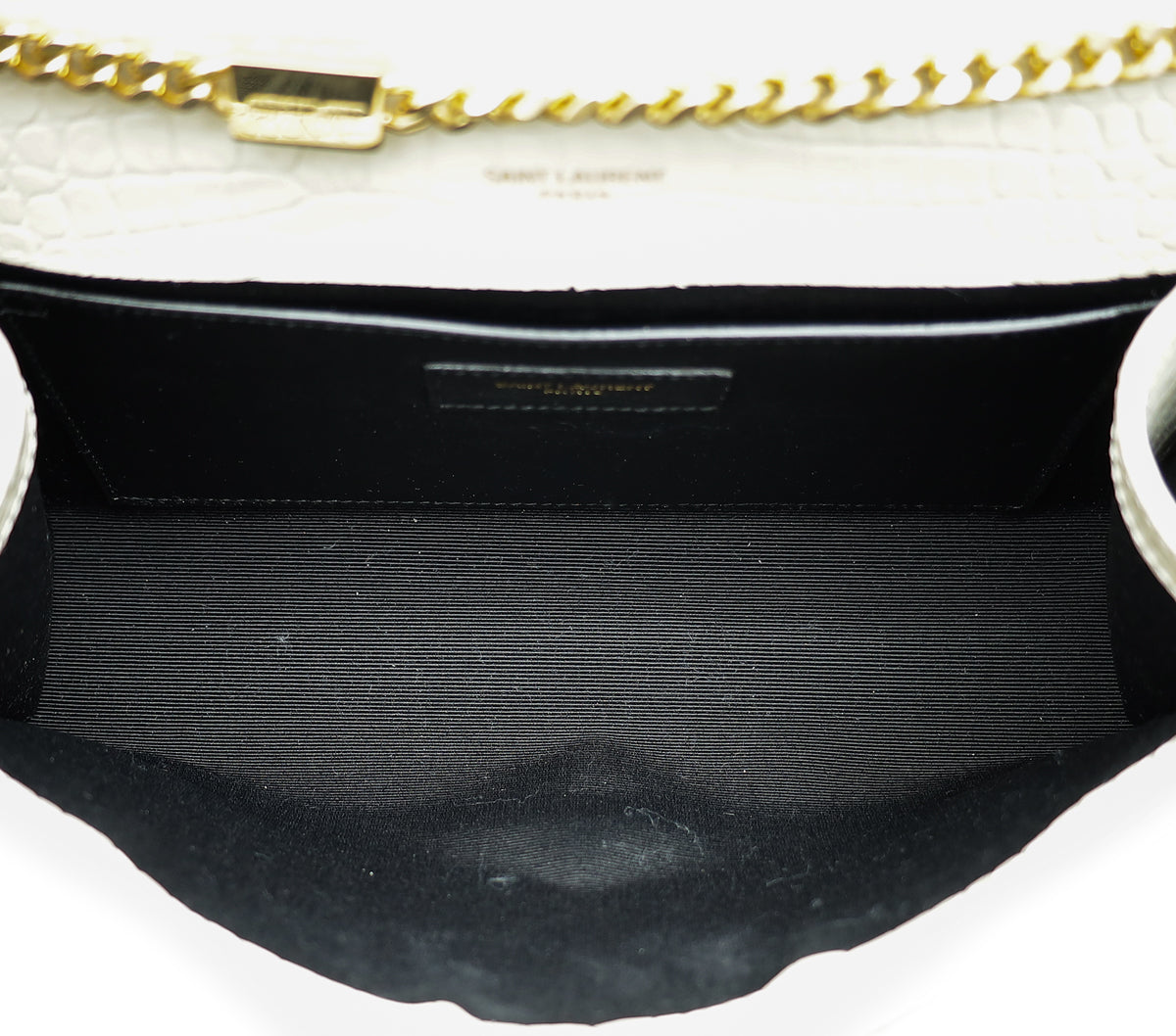 YSL Blanc Vintage Croco Embossed Kate Tassel Medium Bag-YSL-THE CLOSET