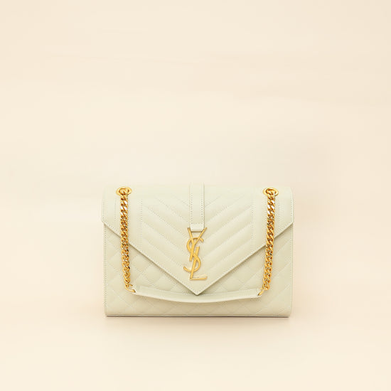 YSL Blanc Vintage Mix Quilted Envelope Medium Shoulder Bag