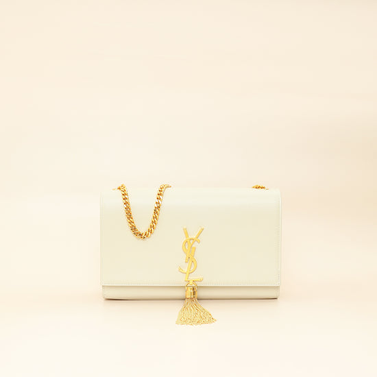 YSL Blanc Vintage Kate Tasel Medium Shoulder Bag