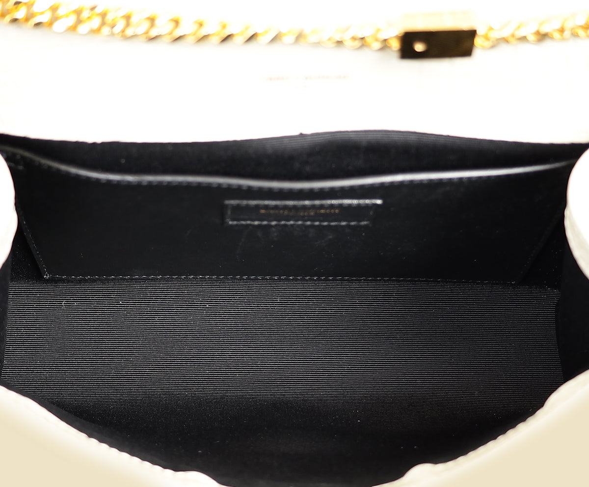 YSL Blanc Vintage Kate Tassel Croc Embossed Medium Shoulder Bag-YSL-THE CLOSET