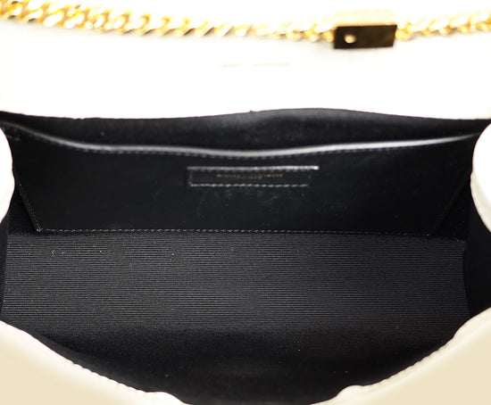 YSL Blanc Vintage Kate Tassel Croc Embossed Medium Shoulder Bag-YSL-THE CLOSET