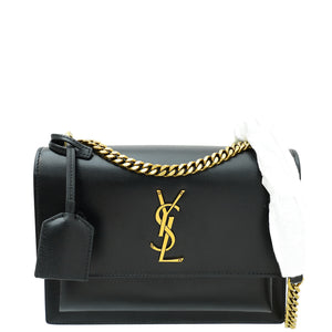 YSL حقيبة غروب الشمس السوداء المتوسطة 