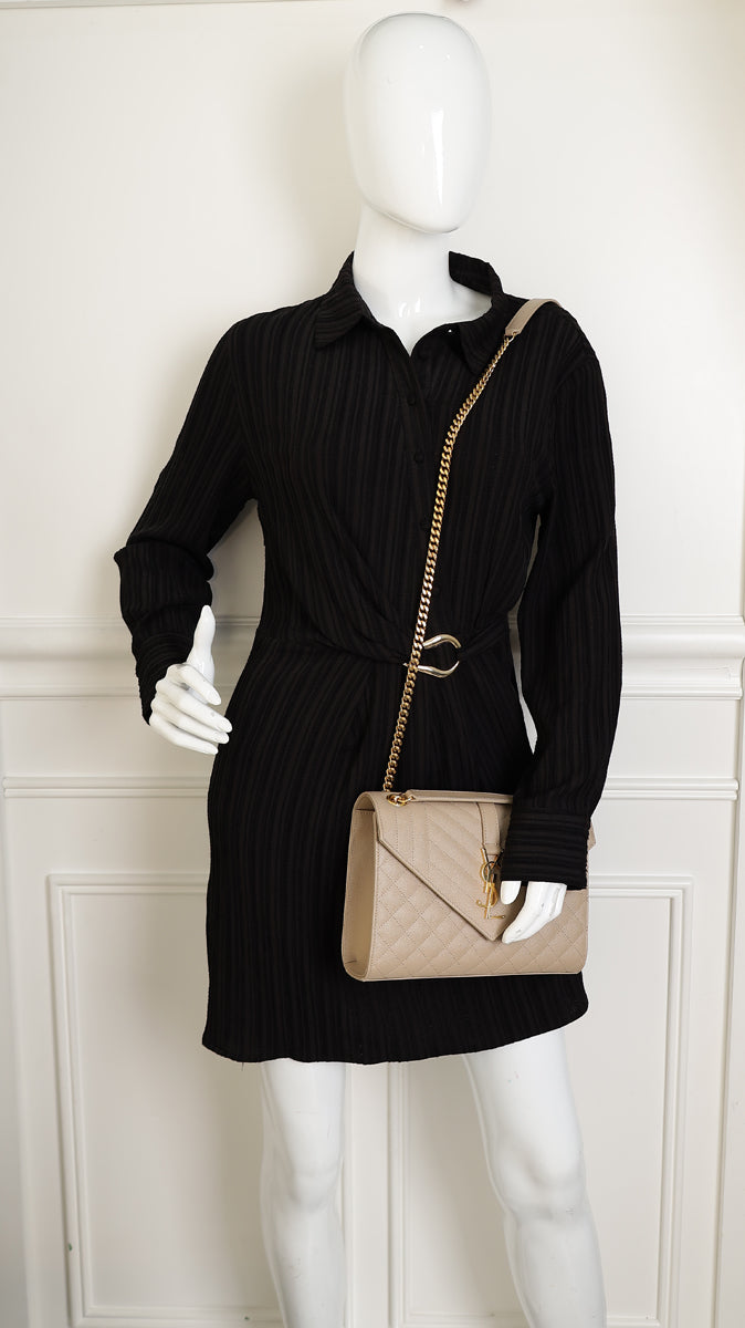 YSL Nude Mix Quilted Envelope Medium Shoulder Bag-YSL-THE CLOSET