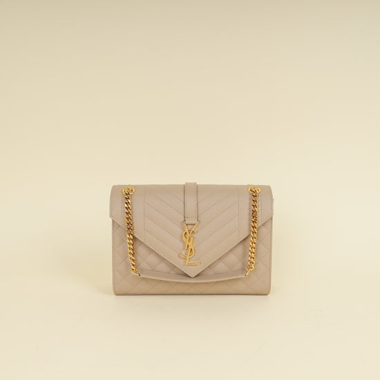 YSL Nude Mix Quilted Envelope Medium Shoulder Bag-YSL-THE CLOSET