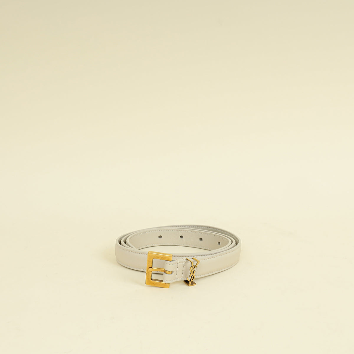 YSL Blanc Vintage Cassandre Thin Buckle Belt