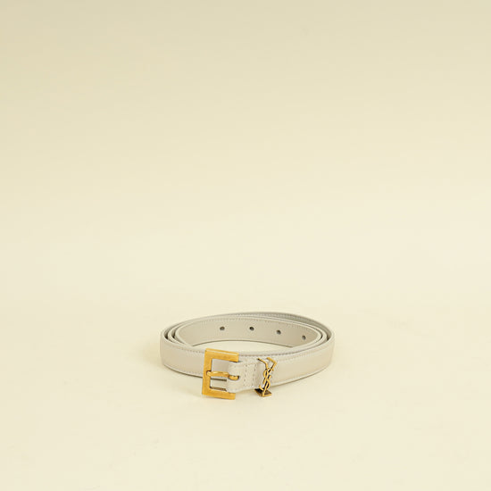 YSL Blanc Vintage Cassandre Thin Buckle Belt