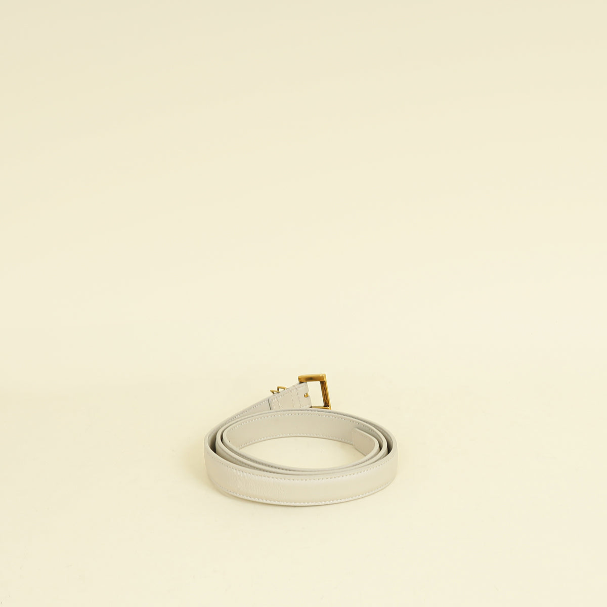 YSL Blanc Vintage Cassandre Thin Buckle Belt