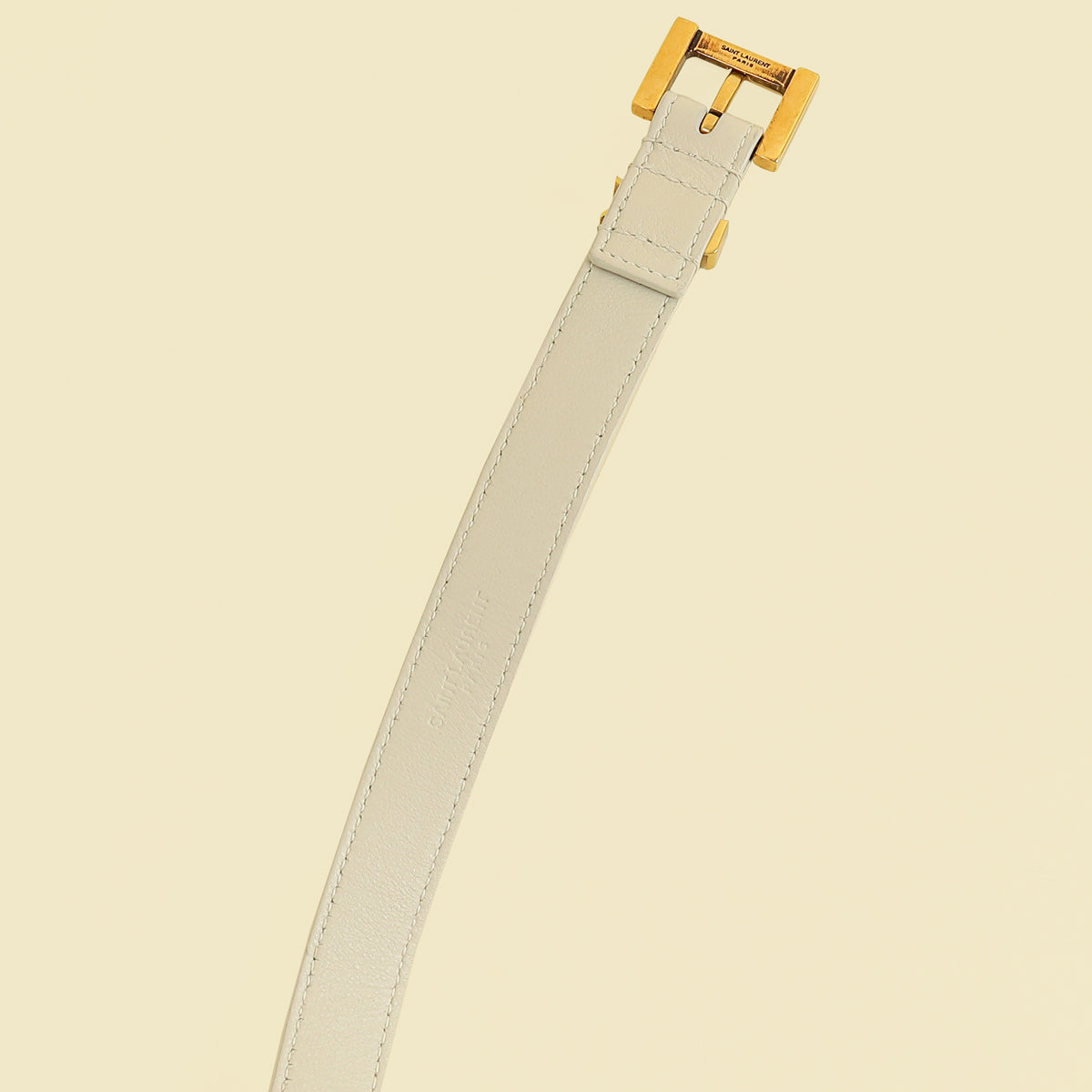 YSL Blanc Vintage Cassandre Thin Buckle Belt