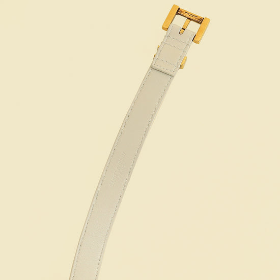 YSL Blanc Vintage Cassandre Thin Buckle Belt