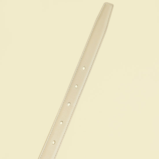 YSL Blanc Vintage Cassandre Thin Buckle Belt