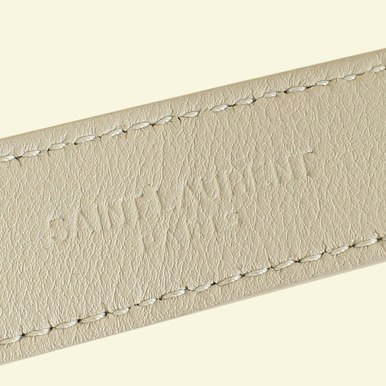 YSL Blanc Vintage Cassandre Thin Buckle Belt