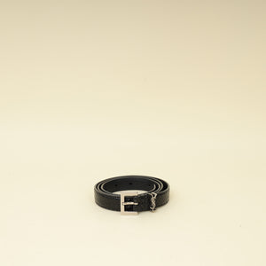 YSL Black Cassandre Thin 20mm Belt w/ Square Buckle