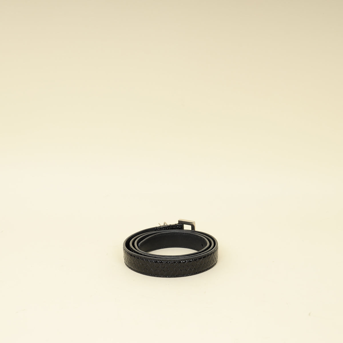 YSL Black Cassandre Thin 20mm Belt w/ Square Buckle-YSL-THE CLOSET