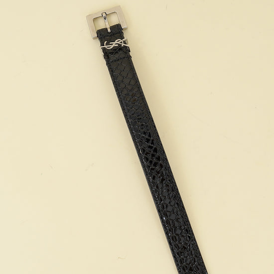 YSL Black Cassandre Thin 20mm Belt w/ Square Buckle-YSL-THE CLOSET