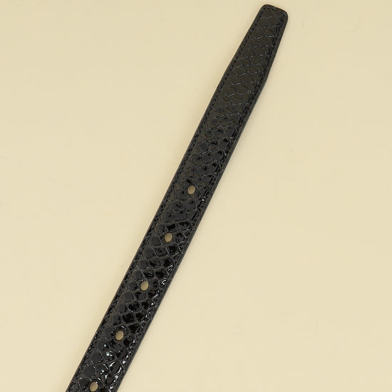 YSL Black Cassandre Thin 20mm Belt w/ Square Buckle-YSL-THE CLOSET