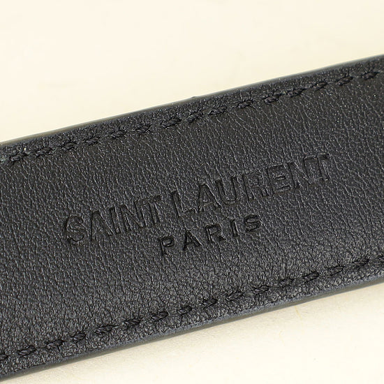 YSL Black Cassandre Thin 20mm Belt w/ Square Buckle-YSL-THE CLOSET