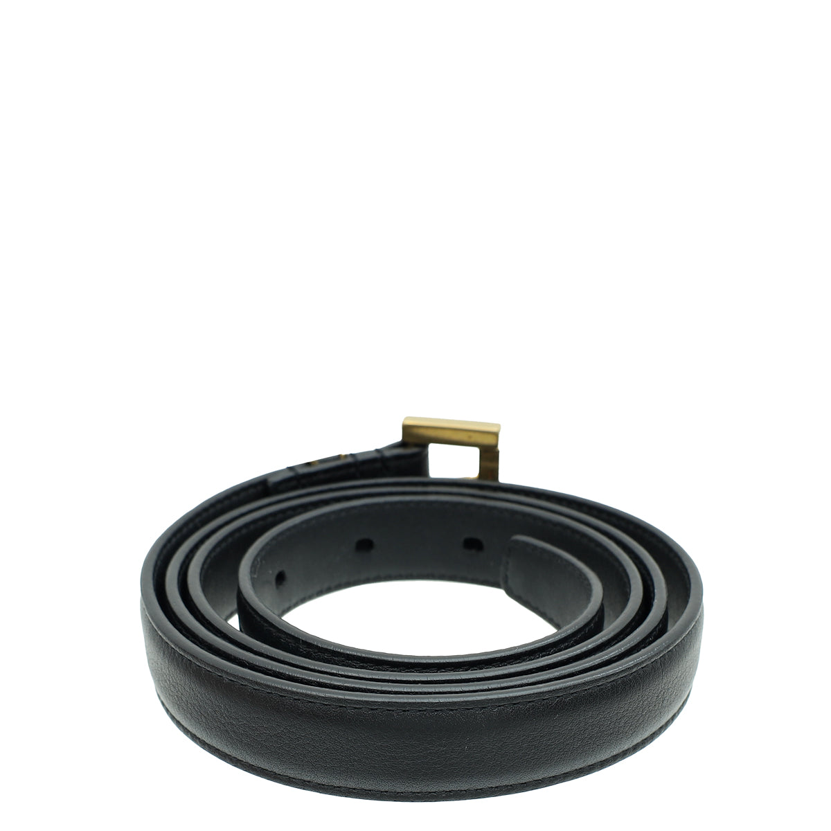 YSL Black Cassandre Thin Buckle Belt-YSL-THE CLOSET