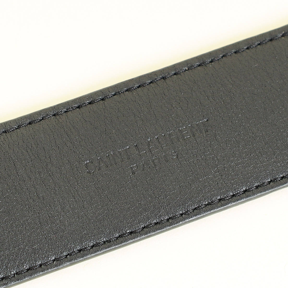 YSL Black Cassandre Buckle Croco Embossed 30mm Belt