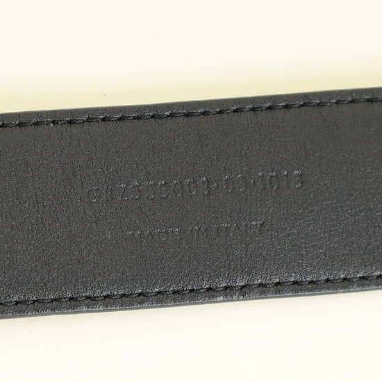 YSL Black Cassandre Buckle Croco Embossed 30mm Belt