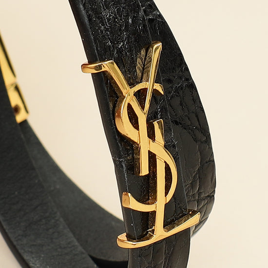 YSL Black Double Wrap Cassandre Bracelet-YSL-THE CLOSET