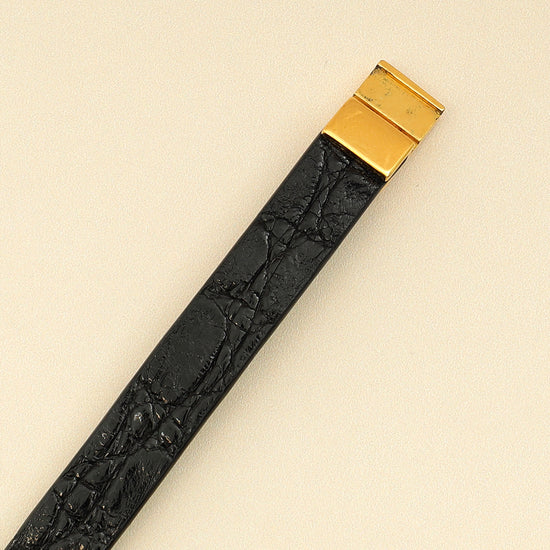 YSL Black Double Wrap Cassandre Bracelet-YSL-THE CLOSET