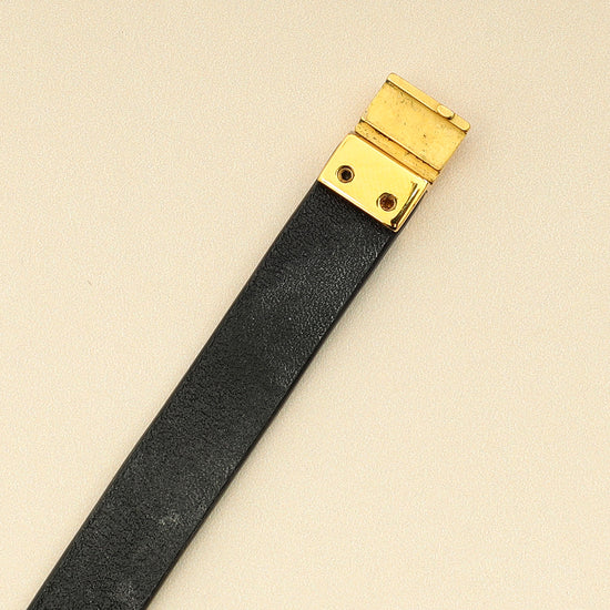 YSL Black Double Wrap Cassandre Bracelet-YSL-THE CLOSET