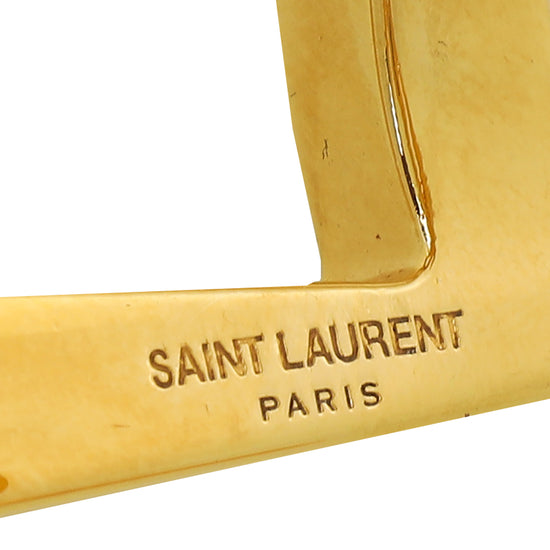 YSL Brass Gold Finish Monogram 42mm Cuff Bracelet