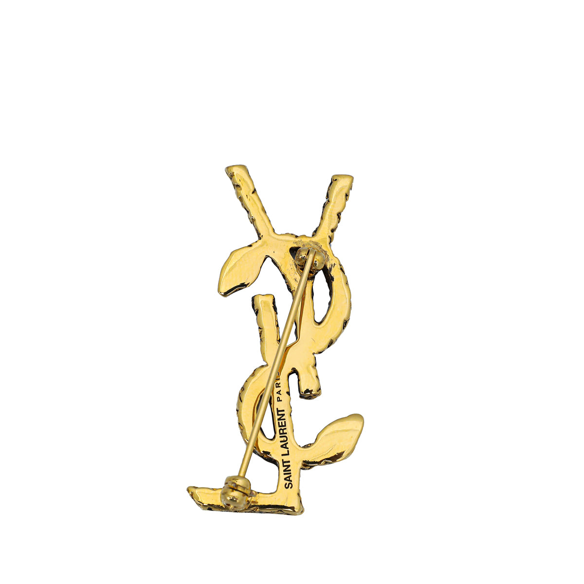 Saint Laurent Opyum Ysl Monogram Brooch - Gold