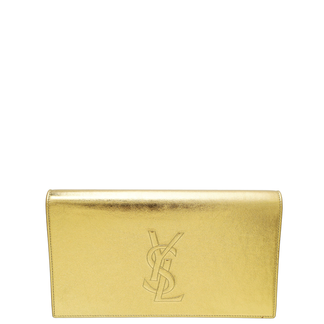 YSL Metallic Gold Belle De Jour Clutch-YSL-THE CLOSET