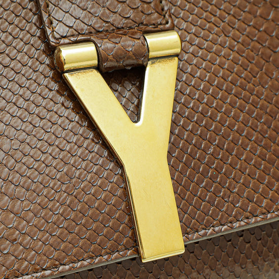 YSL Brown Python Chyc Y Ligne Clutch