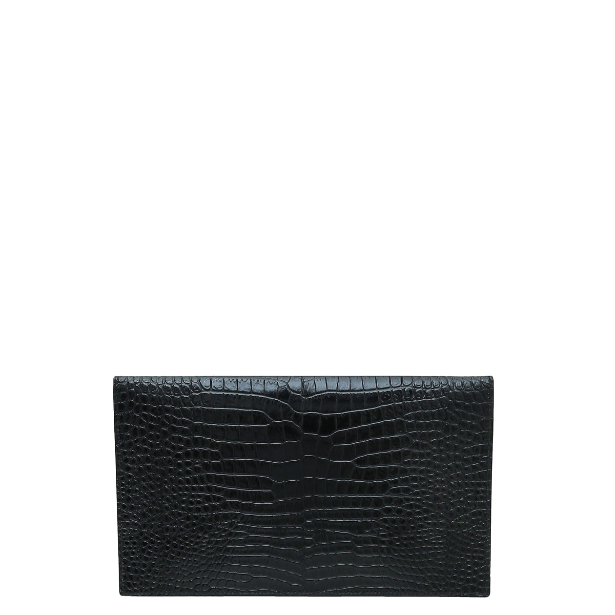 YSL Black Croc Embossed Uptown Clutch-YSL-THE CLOSET