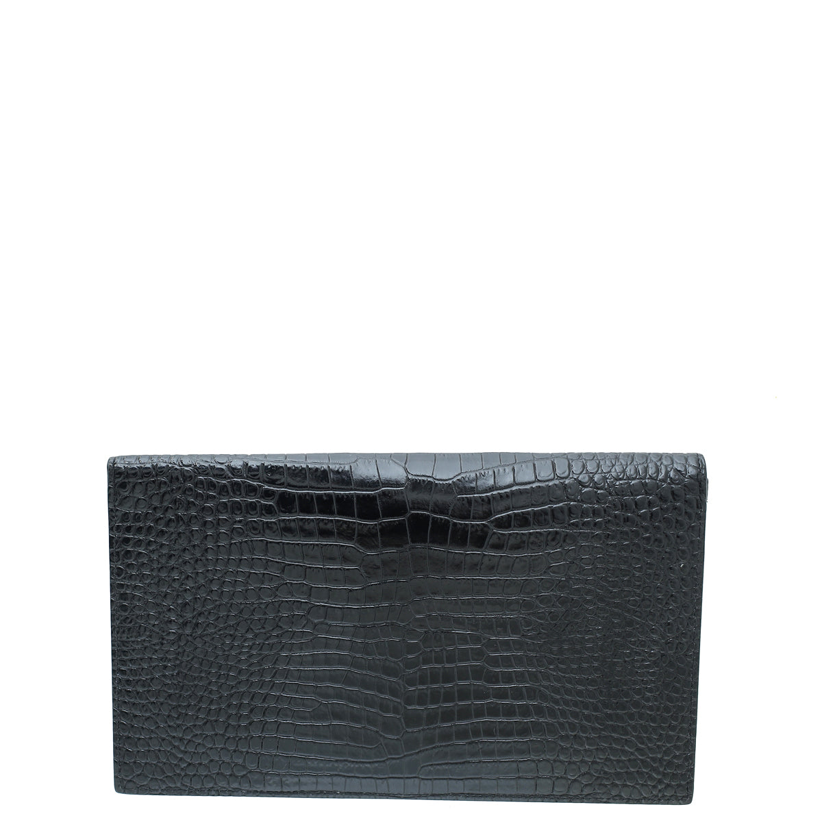 YSL Black Croco Embossed Uptown Clutch-YSL-THE CLOSET