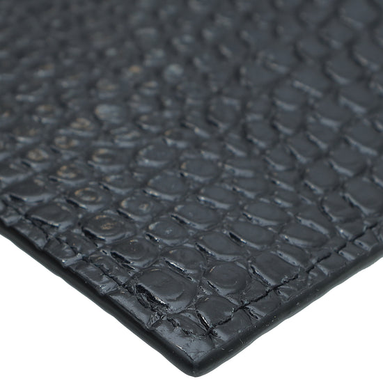 YSL Black Croco Embossed Uptown Clutch