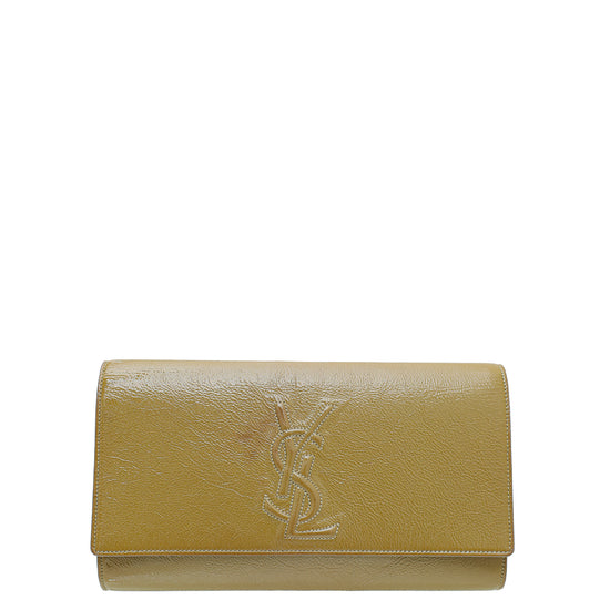 YSL Olive Belle De Jour Patent Clutch