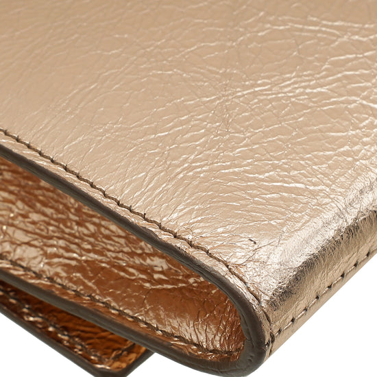 Load image into Gallery viewer, YSL Mettalic Rose Gold Belle De Jour Small Clutch
