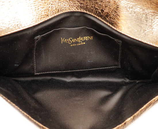 Load image into Gallery viewer, YSL Mettalic Rose Gold Belle De Jour Small Clutch
