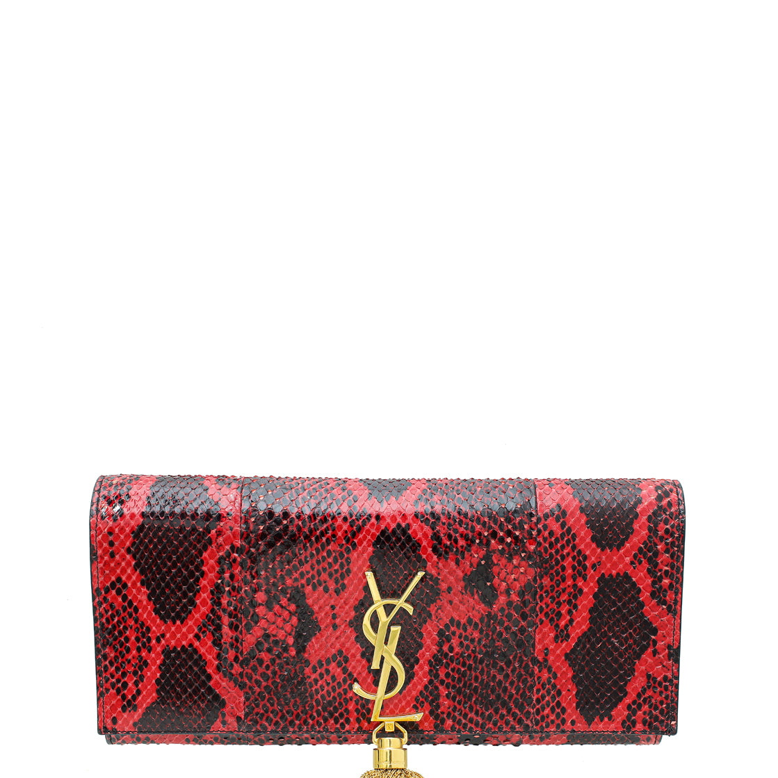 YSL Bicolor Python Kate Tassel Clutch-YSL-THE CLOSET